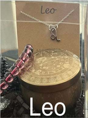 Zodiac Candle Set with Necklace, bracelet and crystal